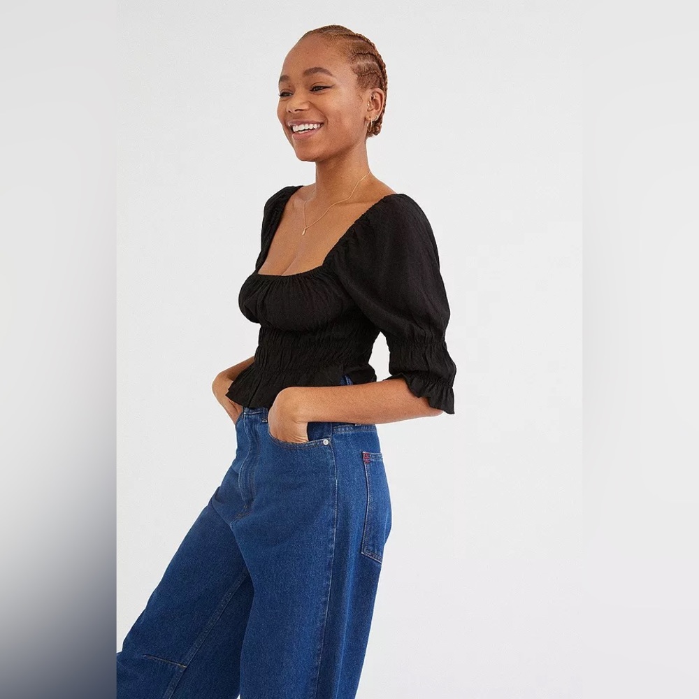 UO - Black Kate Smocked Blouse (S)
